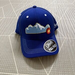NEW Colorado Aksels Full Flex Hat Blue W/ Mountains Size S/M